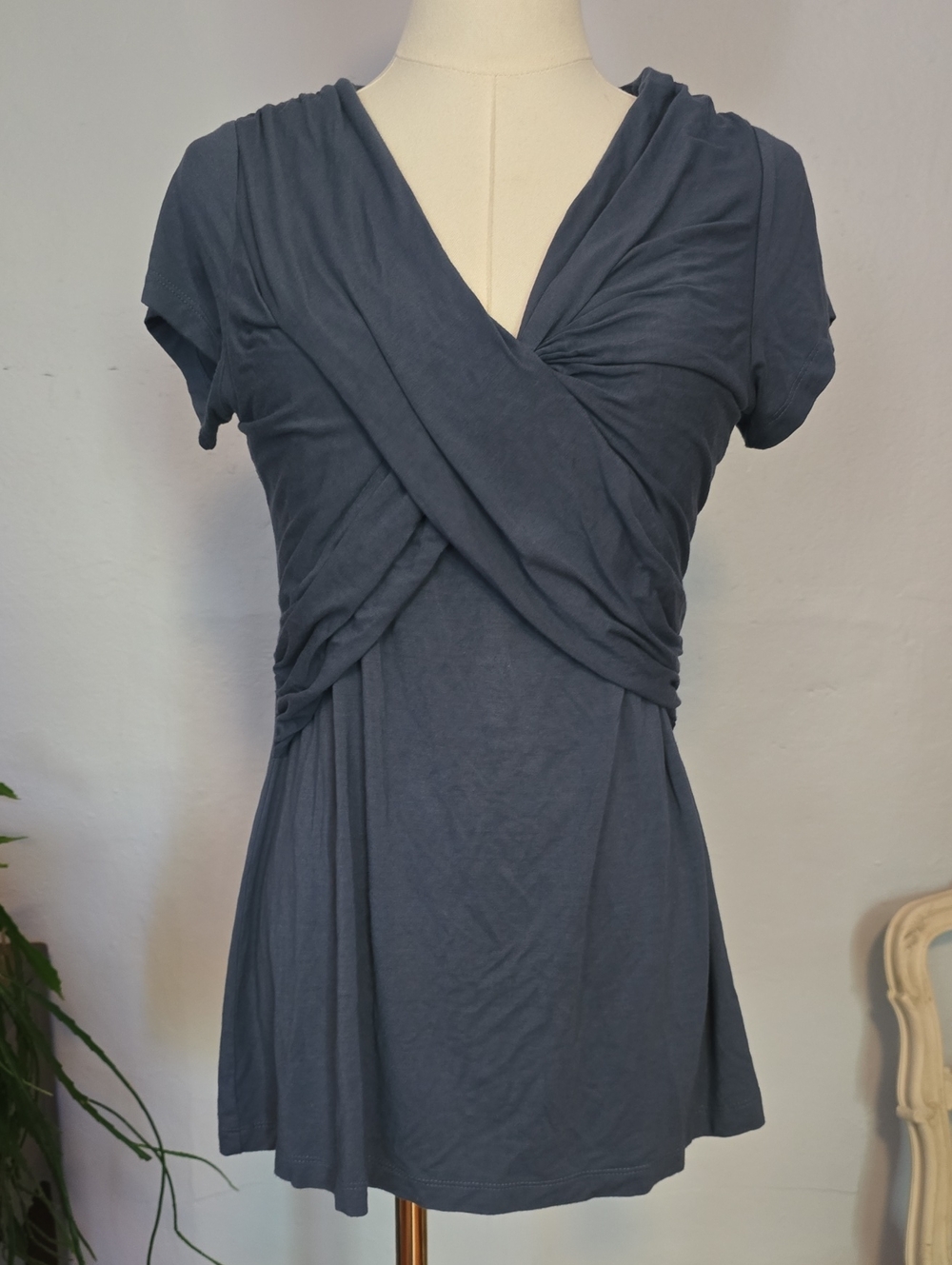 Kindred Bravely Slate Wrap-Style Short Sleeve Top